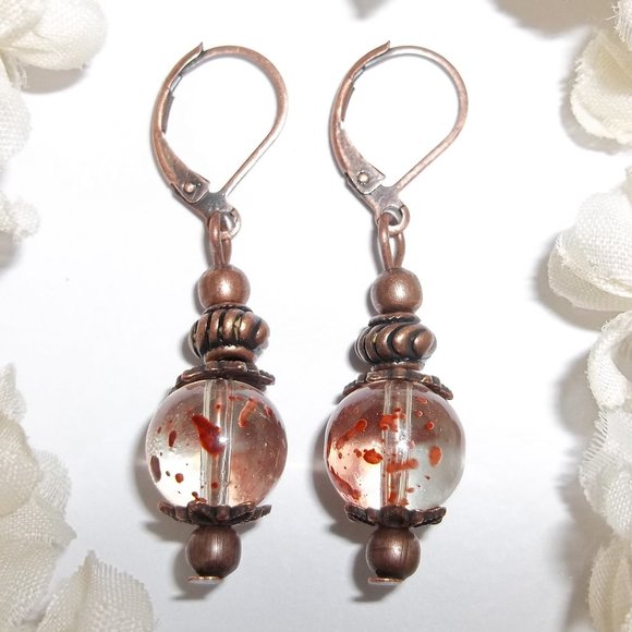 Orange Boho Beaded Earrings Set NWT Handmade 5155 - Picture 1 of 8